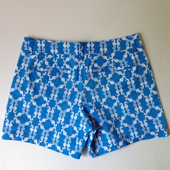 crown & ivy | Blue and White Seahorse Print Shorts - Picture 3 of 5